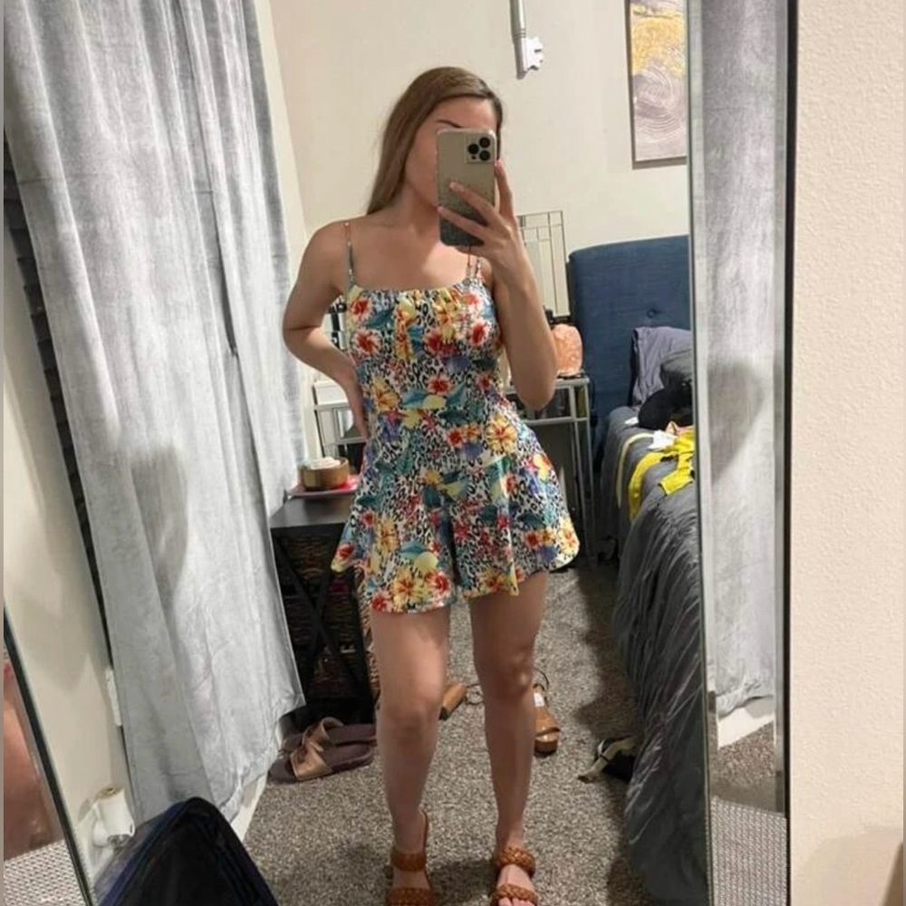Floral & leopard romper